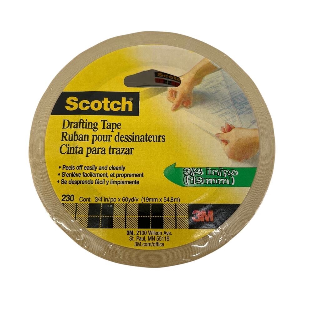 Scotch 230 Drafting Tape 3M Vintage 3/4" x 60 Yards Low Tack Artists Tape NOS